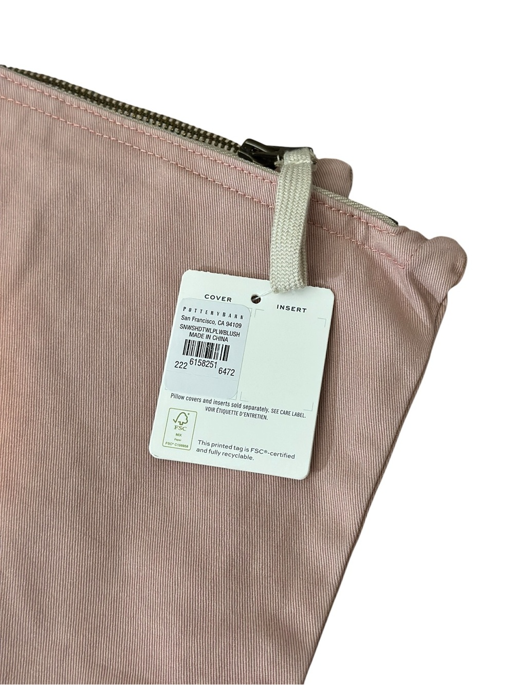Pottery Barn Sun Washed Twill Throw Pillow Cover 22” x 22” SNWSHDTWLPLWBLUSH - Picture 5 of 5
